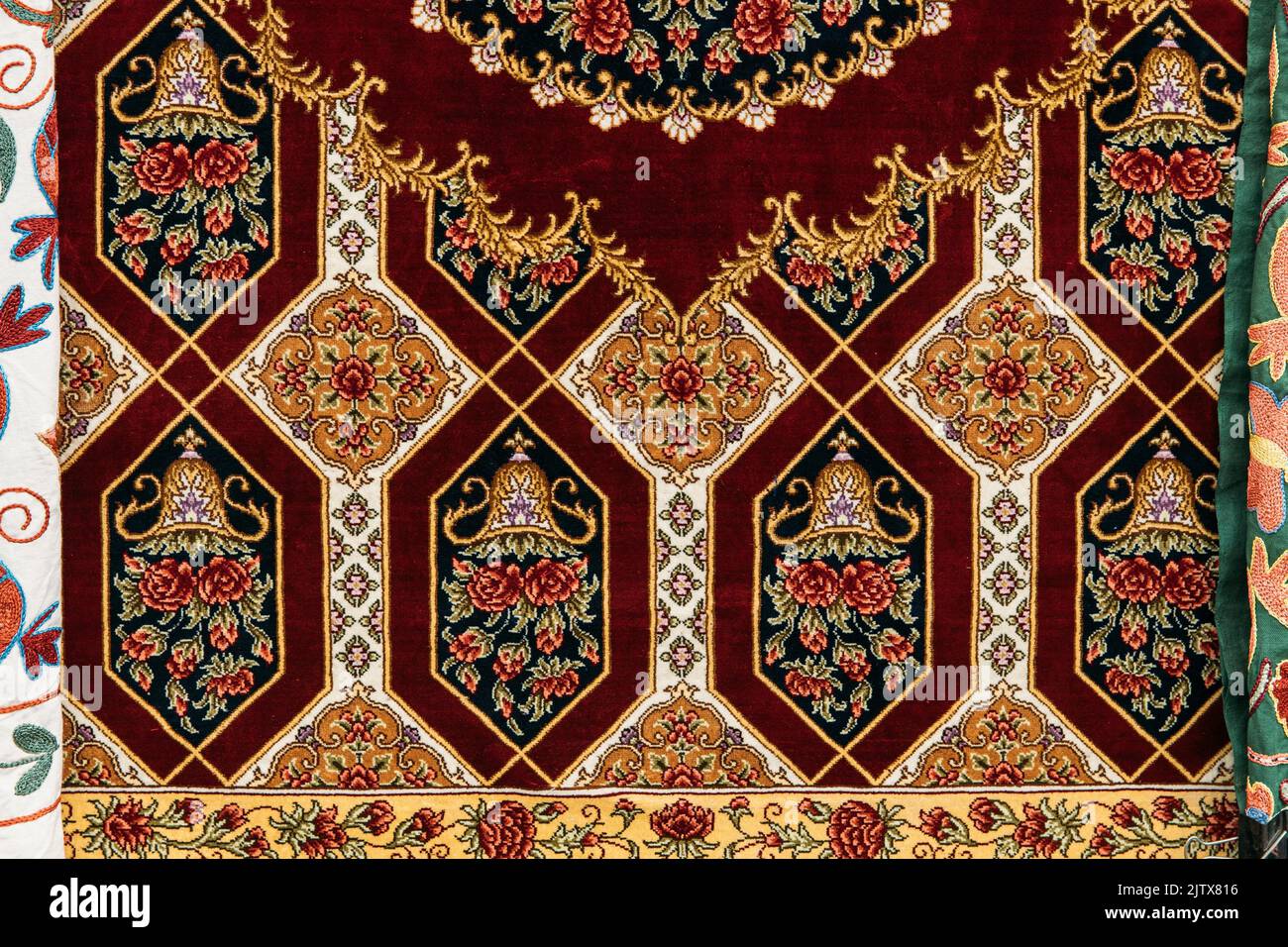 Oriental Persian Asian Carpets Background. east decor, oriental decoration backdrop, background. Stock Photo