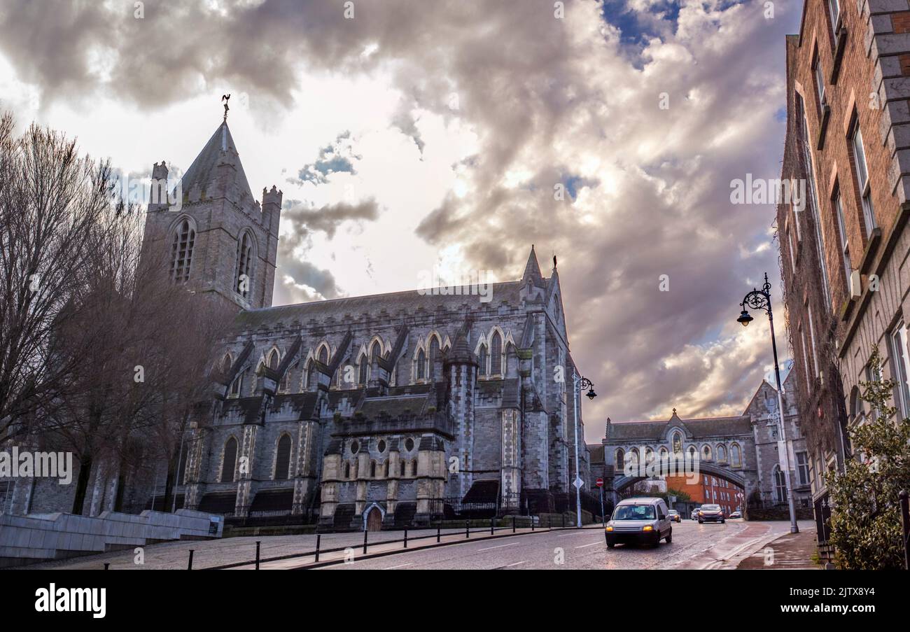 Christ Church Cathedral, elder of the capital citys two medieval cathedrals, Dublin, Ireland. Stock Photo