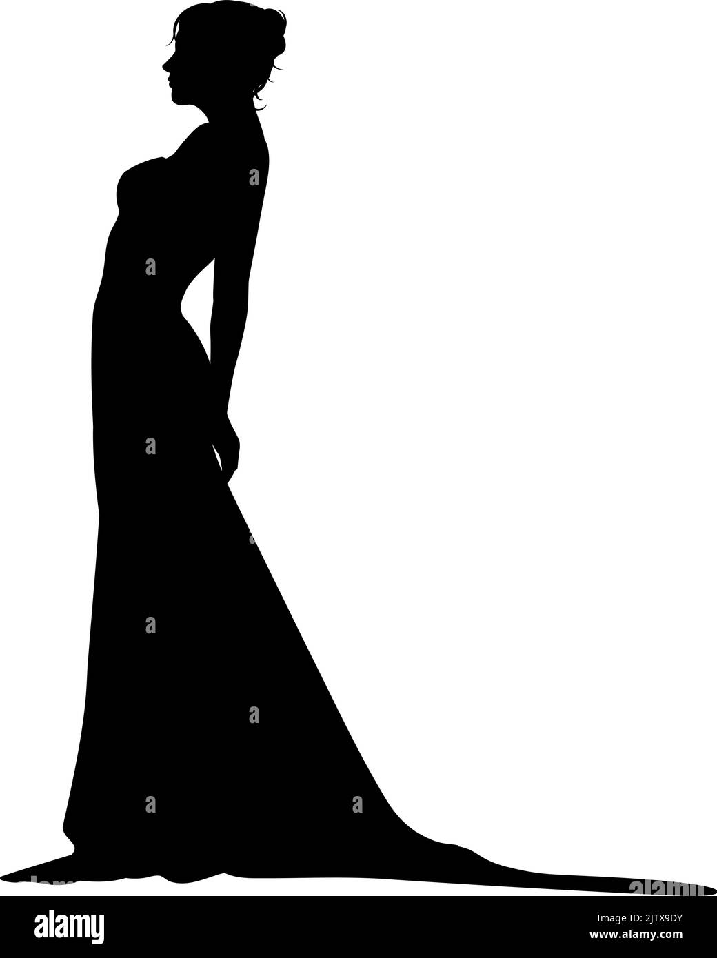 Bride Bridal Wedding Dress Silhouette Woman Design Stock Vector