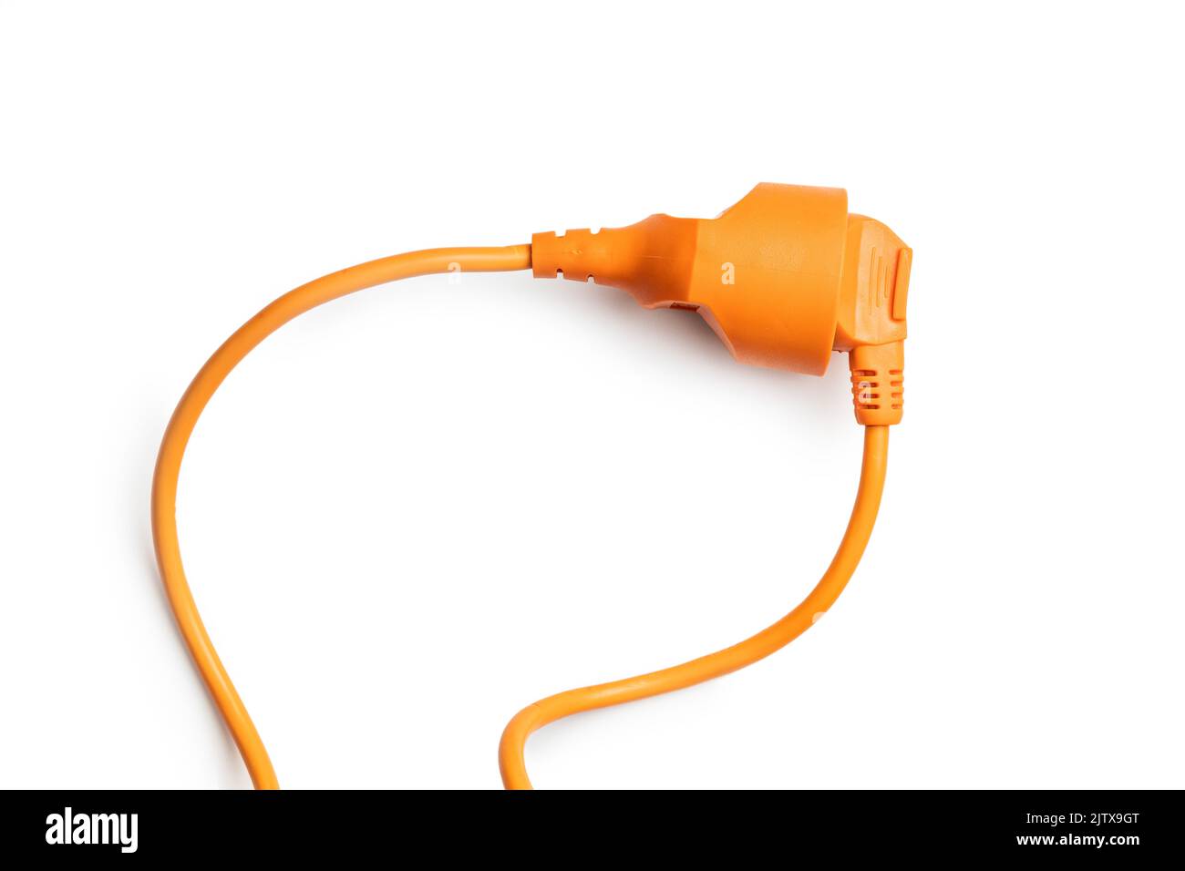 Connected orange electric plug isolated on the white background Stock Photo Alamy