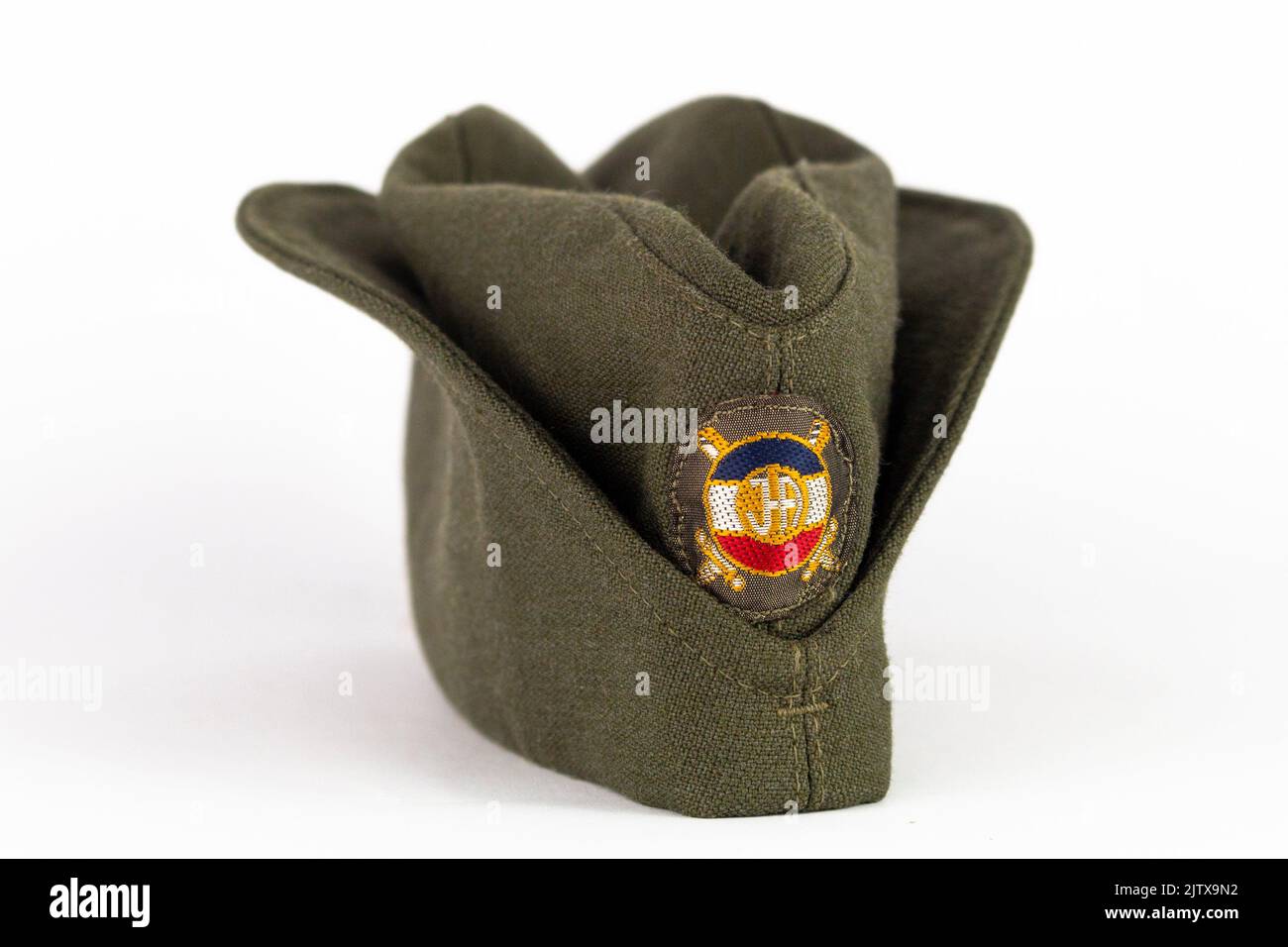 Military cap. Yugoslavian army side cap from the time of communism and world war era. Stock Photo