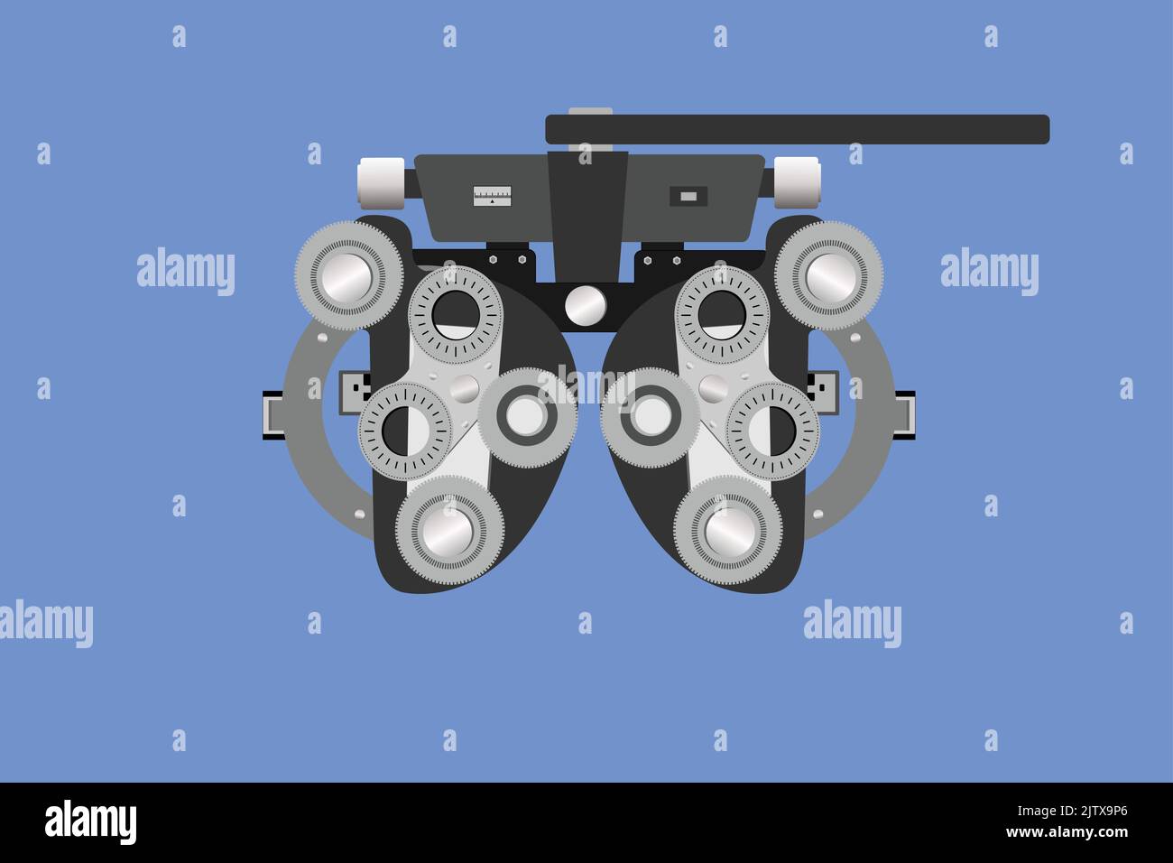 Phoropter optician clinical testing machine. Ophthalmic eye exam