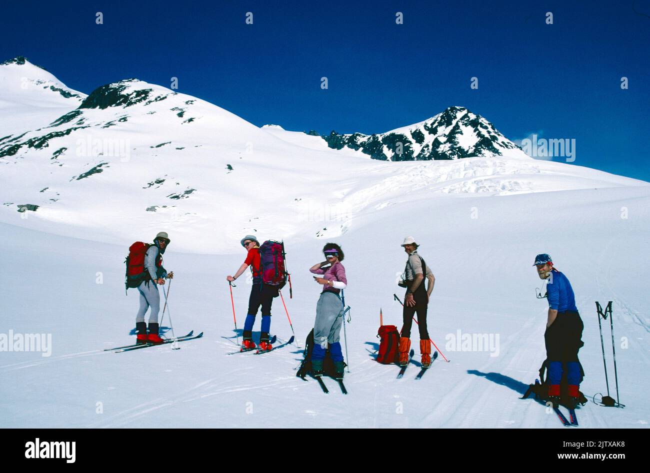 back country skiing in British Columbia, Canada. Stock Photo