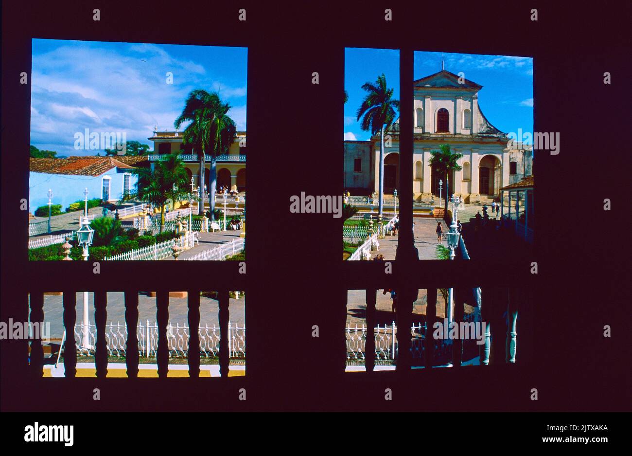 Church and the Plaza Mayor in Trinidad, Cuba. Stock Photo