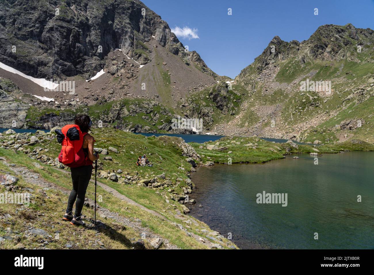 route to the port of Vénasque and Boums du Port Lake, Luchon, Pyrenean mountain range, France. Stock Photo