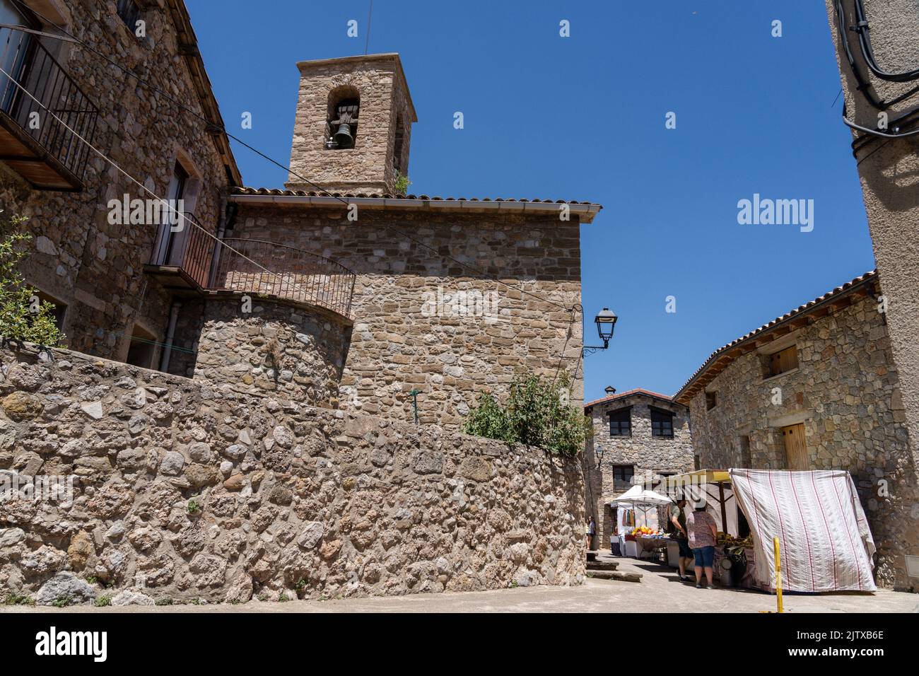 parish church, Maçaners, Bergueda, Catalonia, Pyrenean mountain range, Spain. Stock Photo