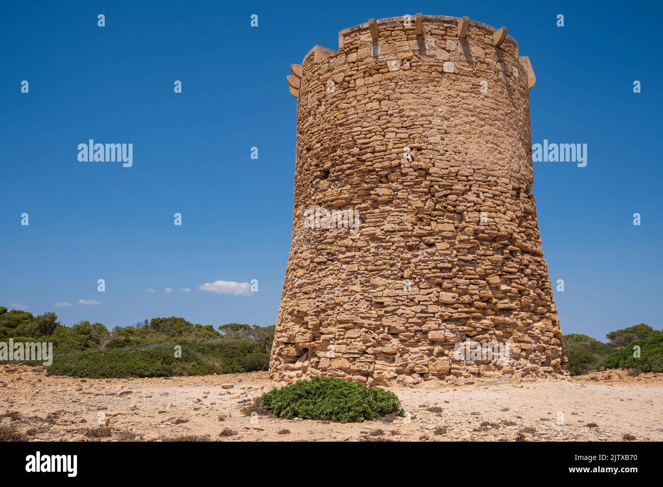 s'Estalella tower, s Estanyol de Migjorn, Llucmajor, Majorca, Spain. Stock Photo