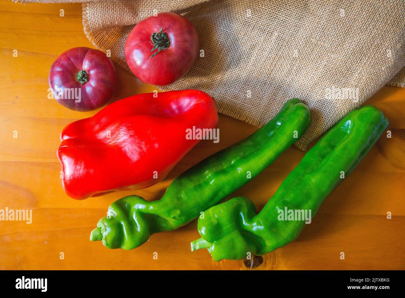 Peppers and tomatoes. Still life. Stock Photo