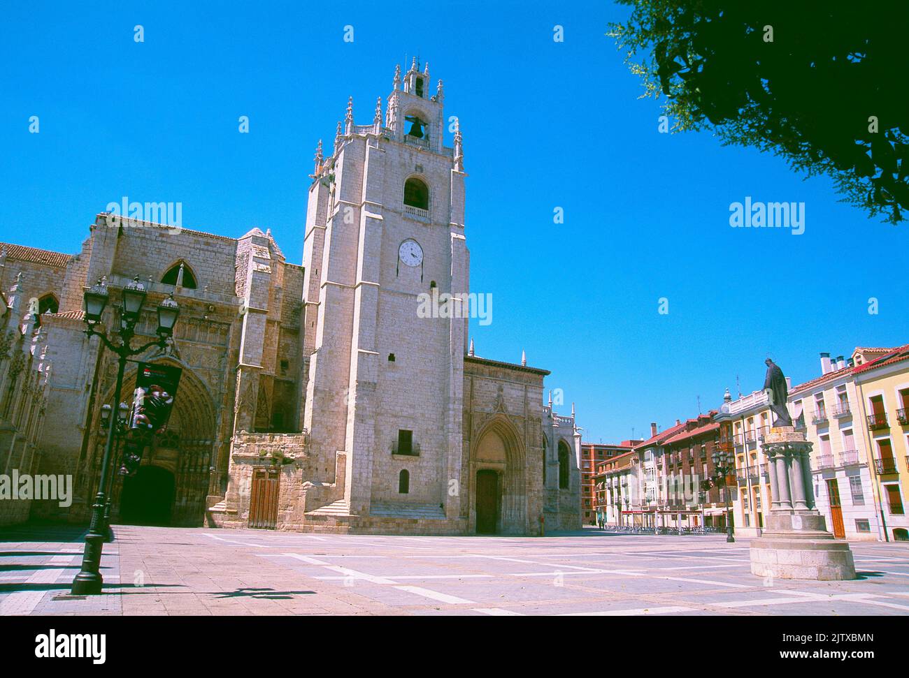 Facade of the cathedral. Palencia, Spain. Stock Photo