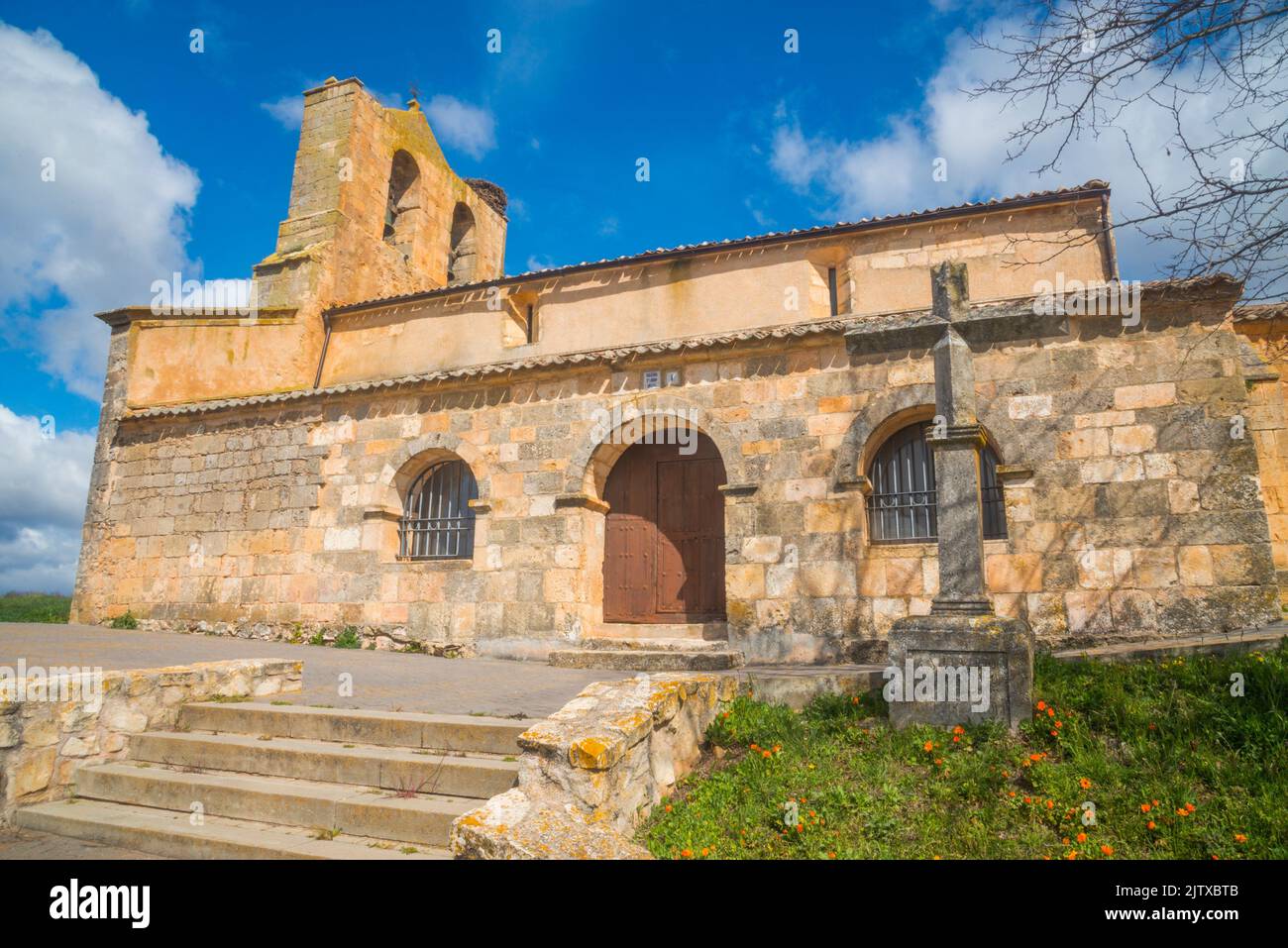 Facade of the church. Fresno de la Fuente, Segovia province, Castilla Leon, Spain. Stock Photo