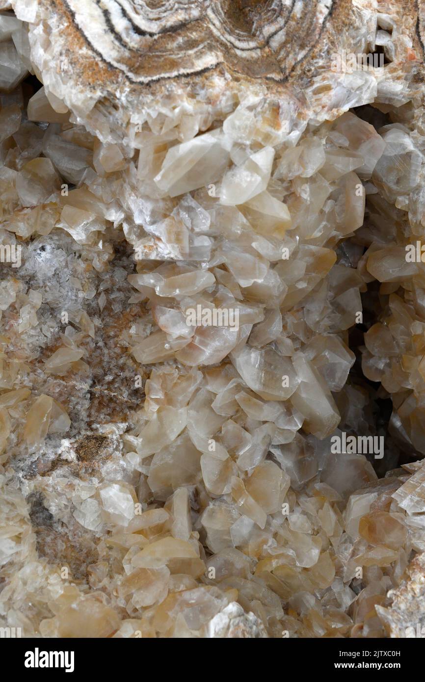 Dolomite is a calcium magnesium carbonate mineral. Crystals in geode
