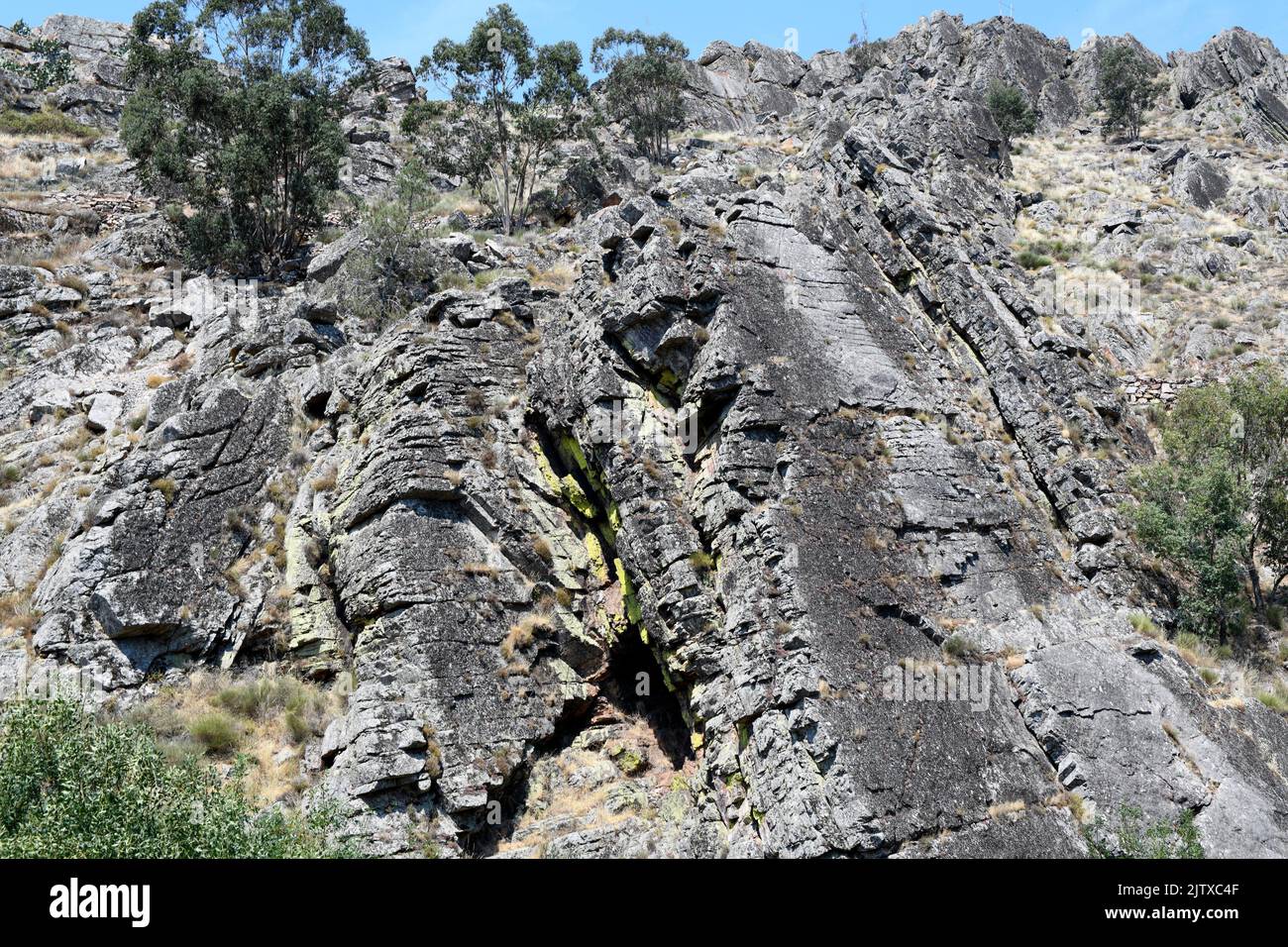 Quartzite rocks in Penha Garcia, Idanha-a-Nova, Portugal. Stock Photo