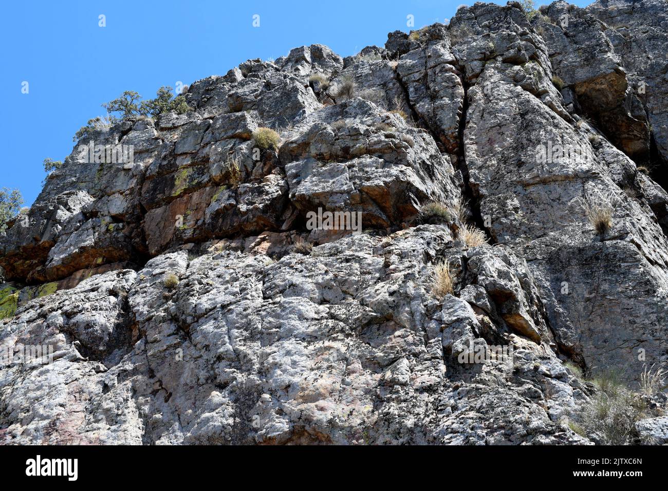 Armorican quartzites. This photo was taken in Cabañas del Castillo, Villuercas-Ibores-Jara Geopark, Caceres, Extremadura, Spain. Stock Photo