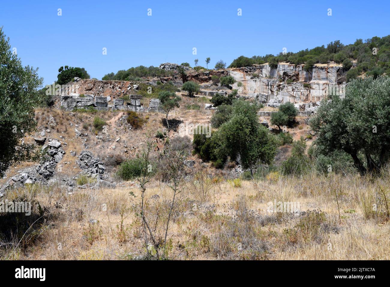 Green Viana marble quarry in Viana do Alentejo, Portugal. Stock Photo