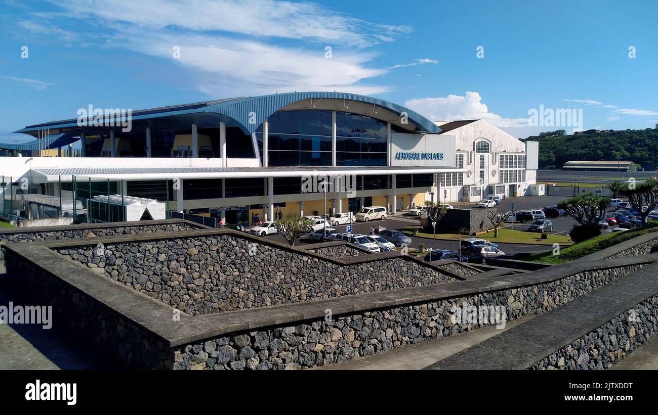 Passenger Terminal building of Lajes Airport, Terceira, Azores, Portugal Stock Photo
