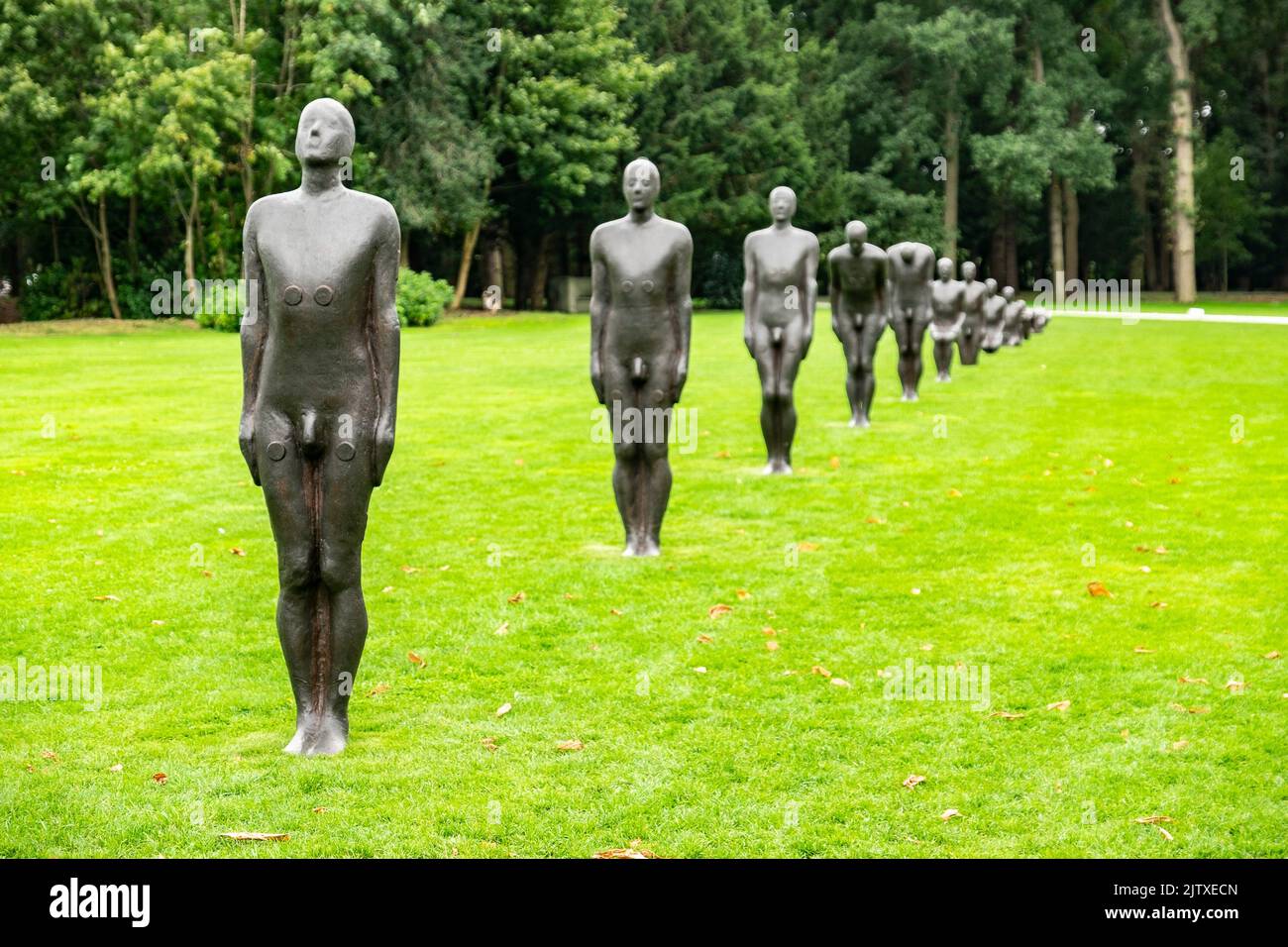 Sculptures of Antony Gormley outside the museum Voorlinden, Netherlands. Stock Photo