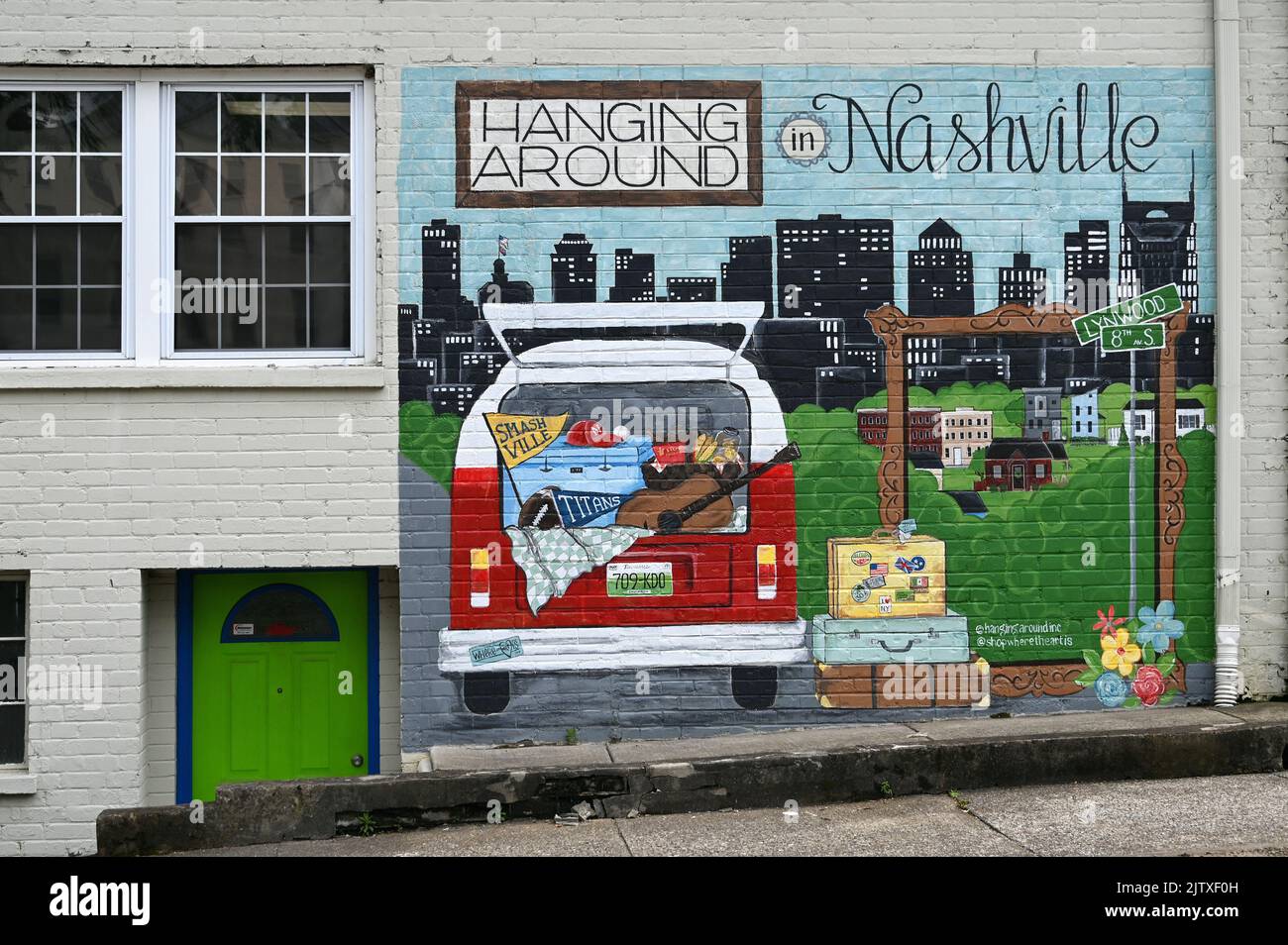 Hanging around mural, Nashville, Tennessee, United States of America Stock Photo