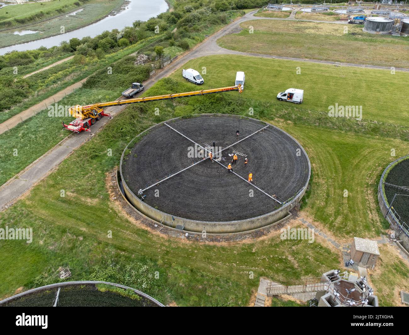 Sewage Works Repair Stock Photo