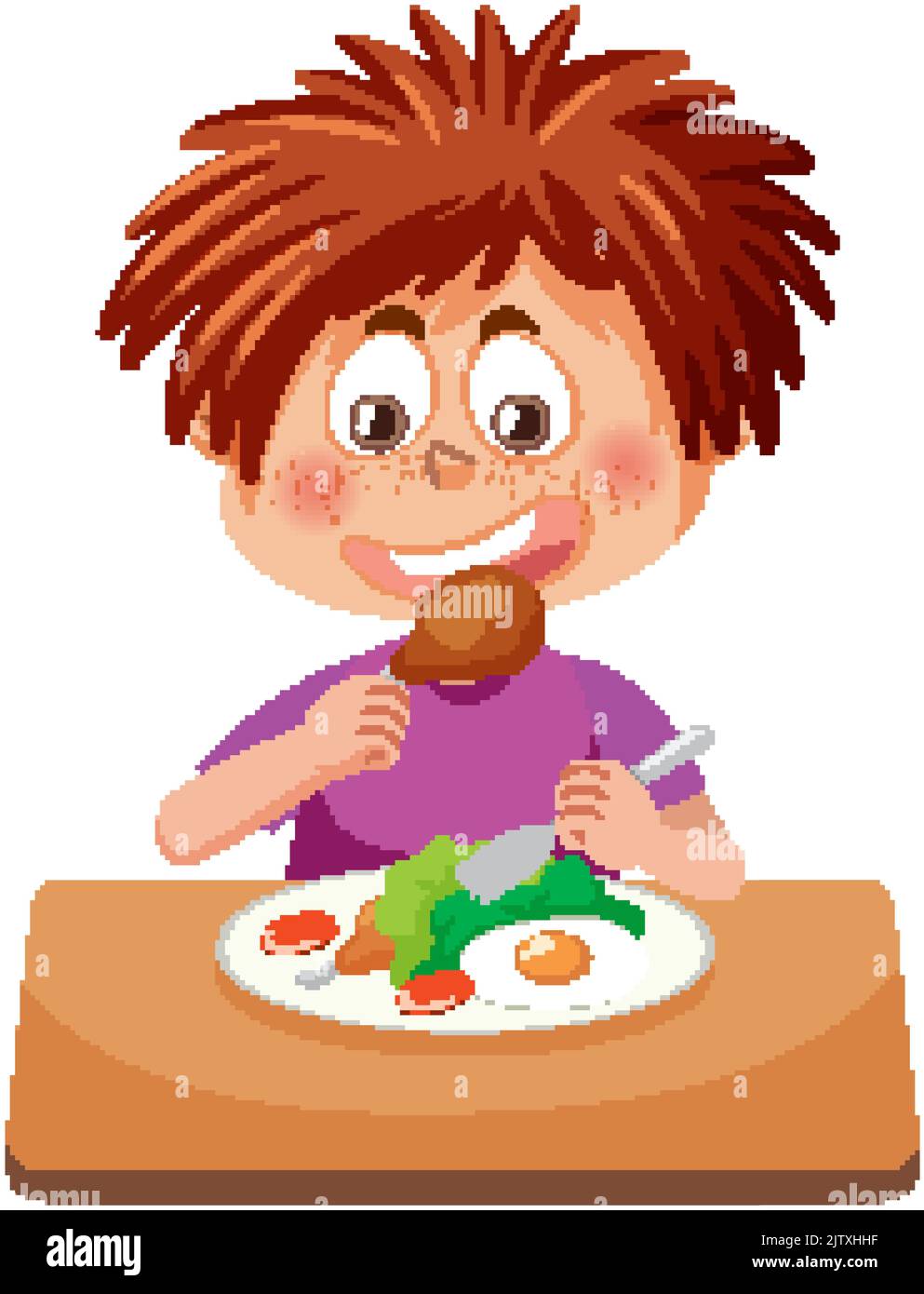 a-boy-having-healthy-food-illustration-stock-vector-image-art-alamy