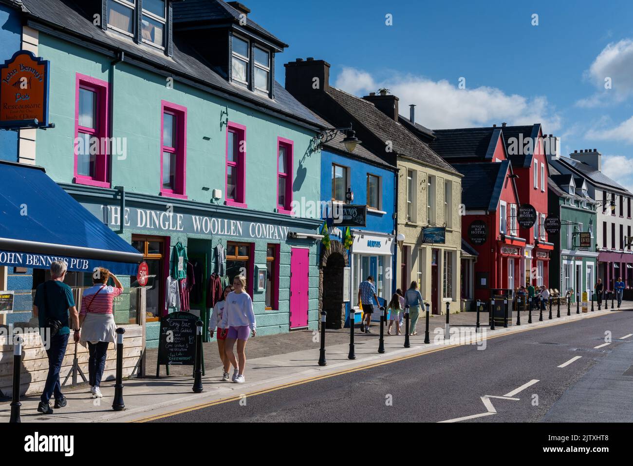 Dingle, Ireland - 7 August, 2022: colorful houses on the main street of picturesque Dingle village in County Kerry Stock Photo