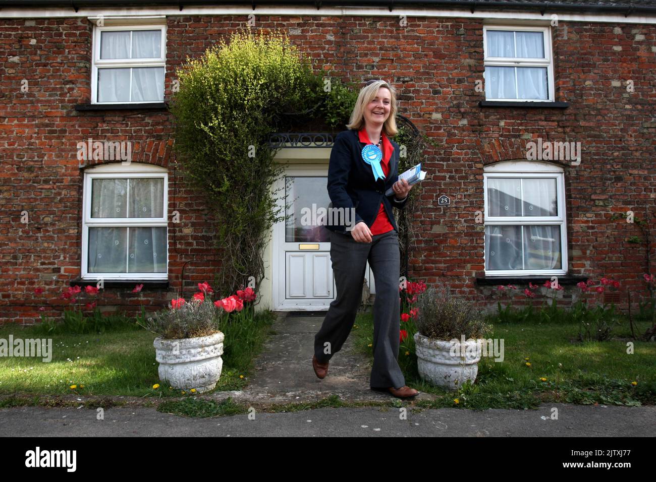 File photo dated 29/04/10 of Conservative Parliamentary candidate for South West Norfolk Elizabeth Truss, canvassing in the village of West Walton, in Norfolk, during the 2010 General Election campaign. In just a few days Britain will find out if Liz Truss or Rishi Sunak has been picked to be the new Conservative leader and the next Prime Minister. Issue date: Friday September 2, 2022. Stock Photo