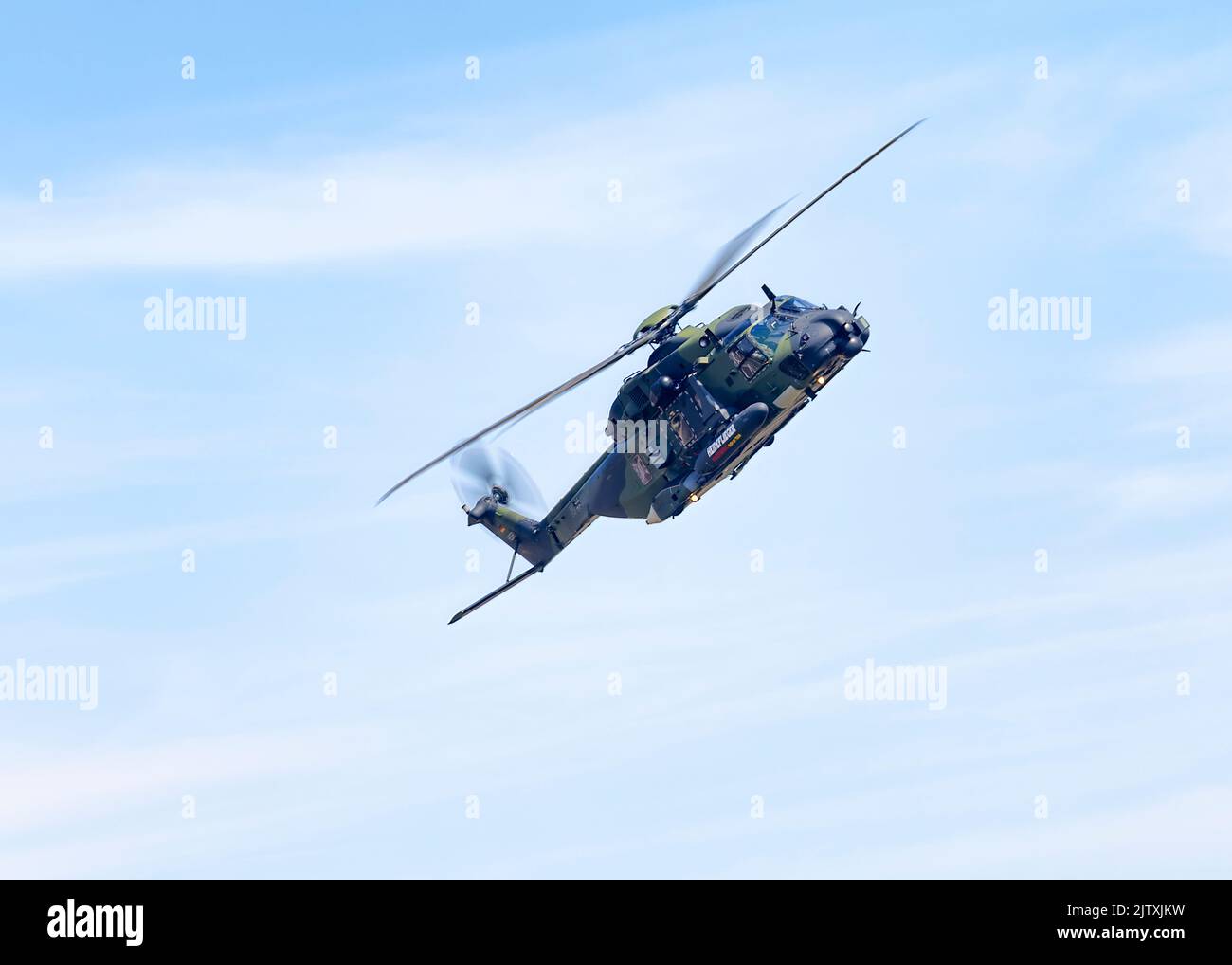 NHIndustries NH90 multi-role helicopter displaying at the 2022 Royal International Ait Tattoo Stock Photo