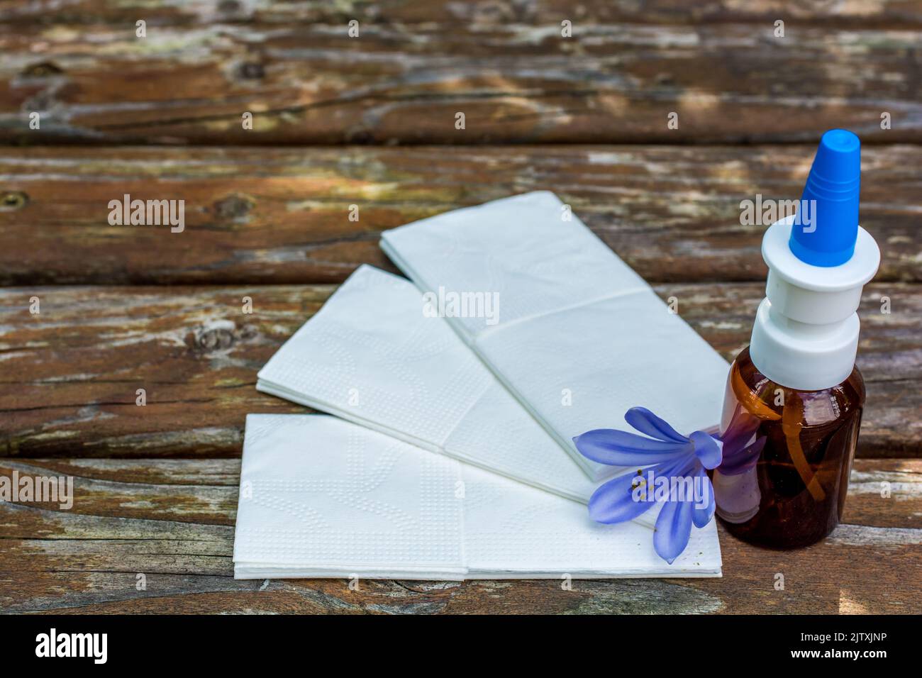 Handkerchief and cold sneeze as a help for colds Stock Photo