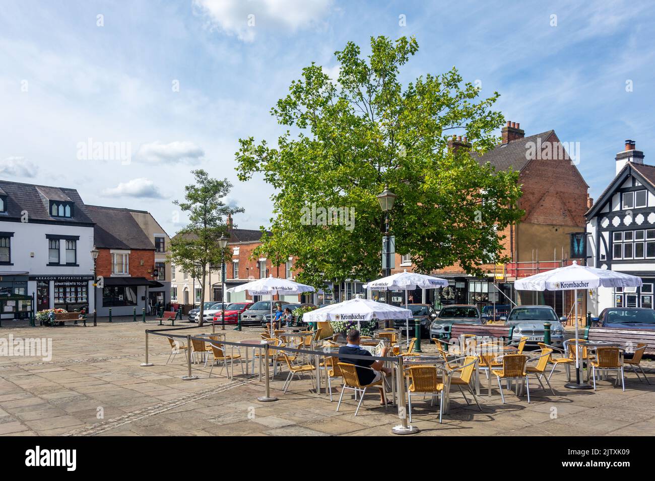 Angel Ale House seating, Market Square, Atherstone, Warwickshire, England, United Kingdom Stock Photo
