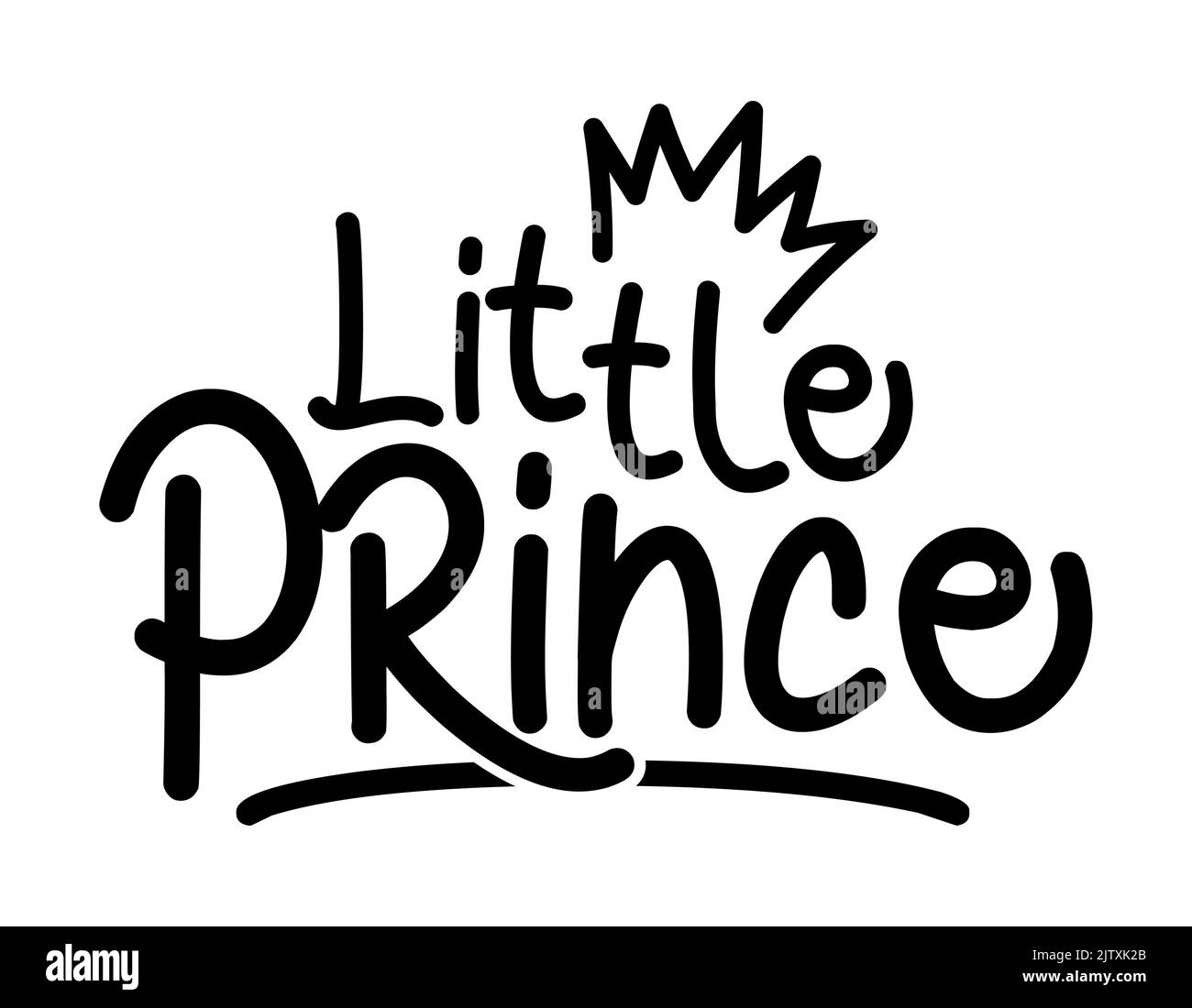 Little Prince Vector illustration text for clothes. Royal badge,tag