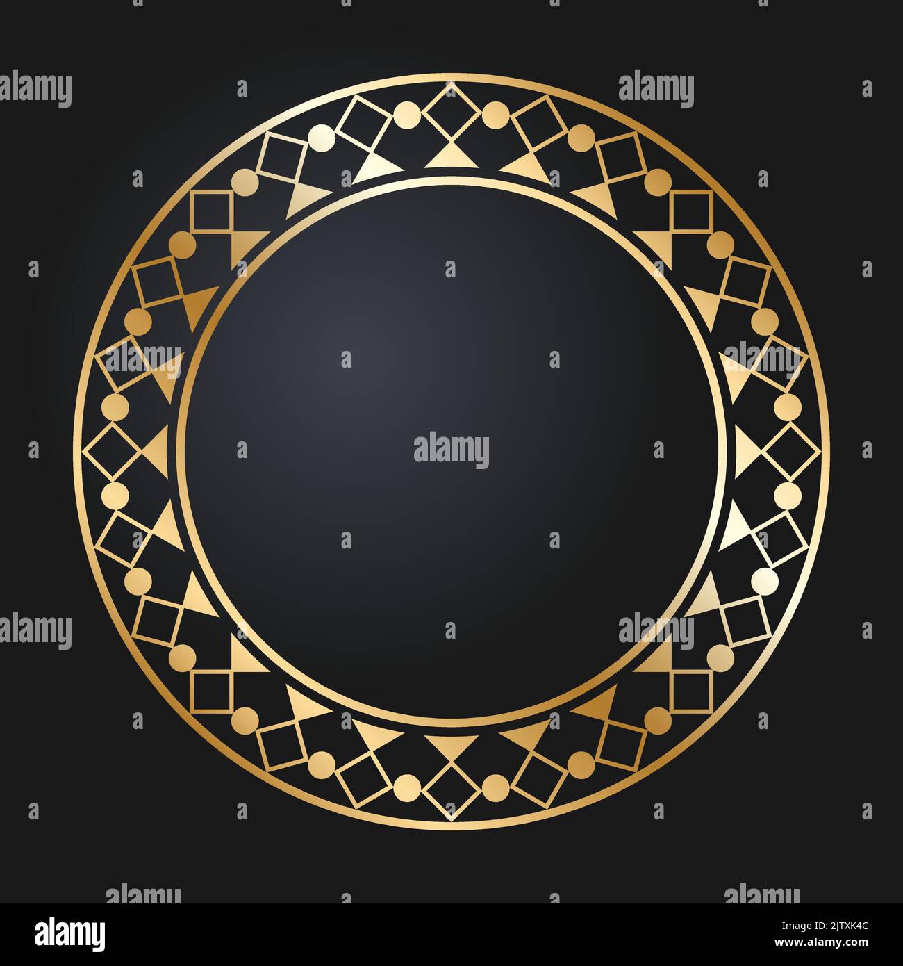 Beautiful round golden frame. Festive design. Gold border. Round frames