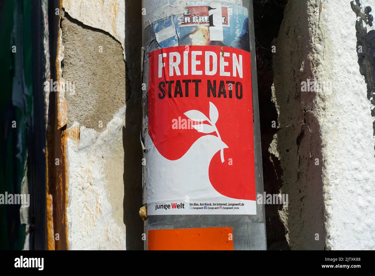 Sticker, peace instead of Nato, Berlin, Germany Stock Photo