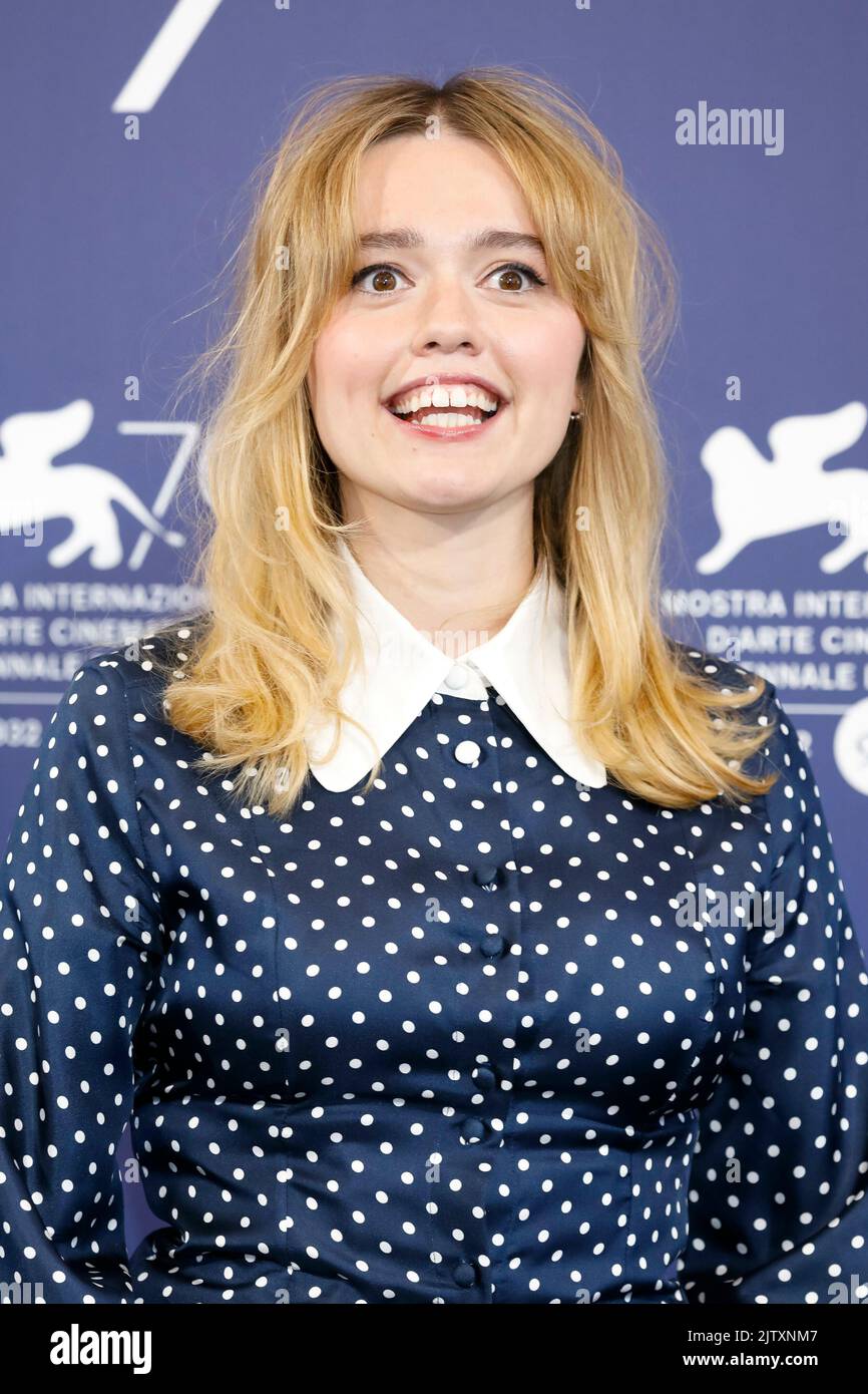 Aimee Lou Wood Poses At The Photocall Of Living During The 79th