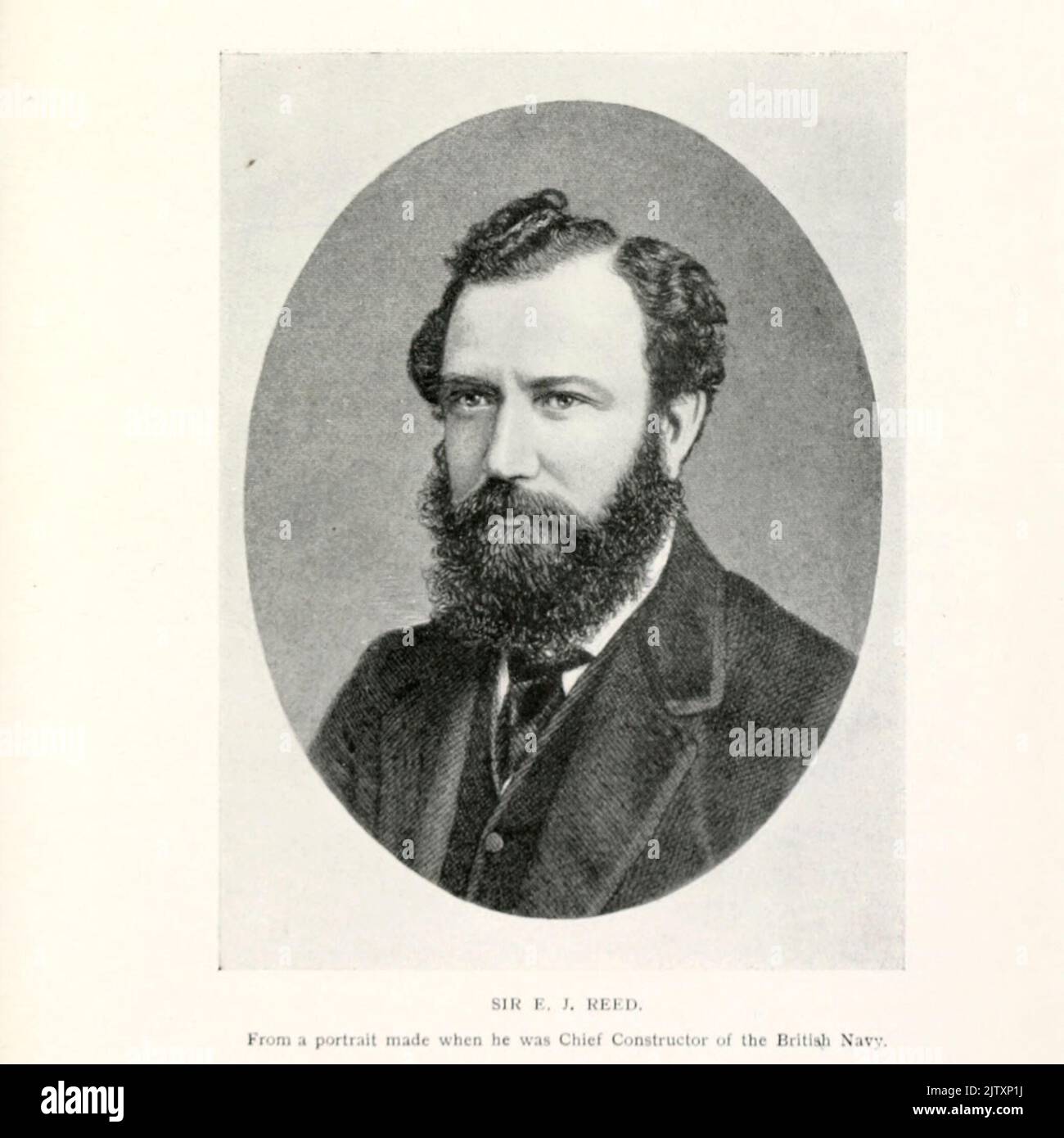 Sir Edward James Reed, KCB, FRS (20 September 1830 – 30 November 1906) was a British naval architect, author, politician, and railroad magnate. He was the Chief Constructor of the Royal Navy from 1863 until 1870. He was a Liberal politician who sat in the House of Commons from 1874 to 1906 from the book ' The British battle fleet; its inception and growth throughout the centuries to the present day ' Stock Photo