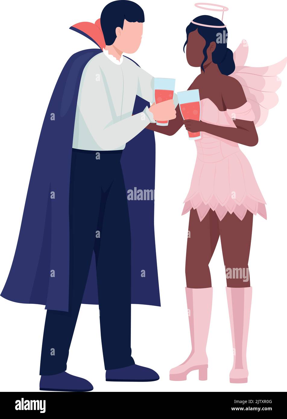 Couple in halloween costumes semi flat color vector characters Stock ...