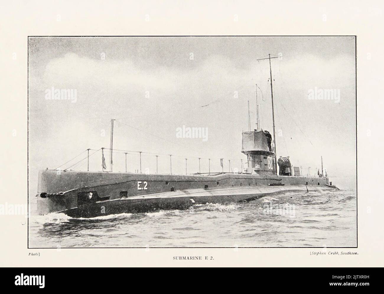 SUBMARINE E2 from the book ' The British battle fleet : its inception and growth throughout the centuries to the present day ' Volume 2 by Jane, Fred T., 1865-1916 Publication date 1915 Stock Photo
