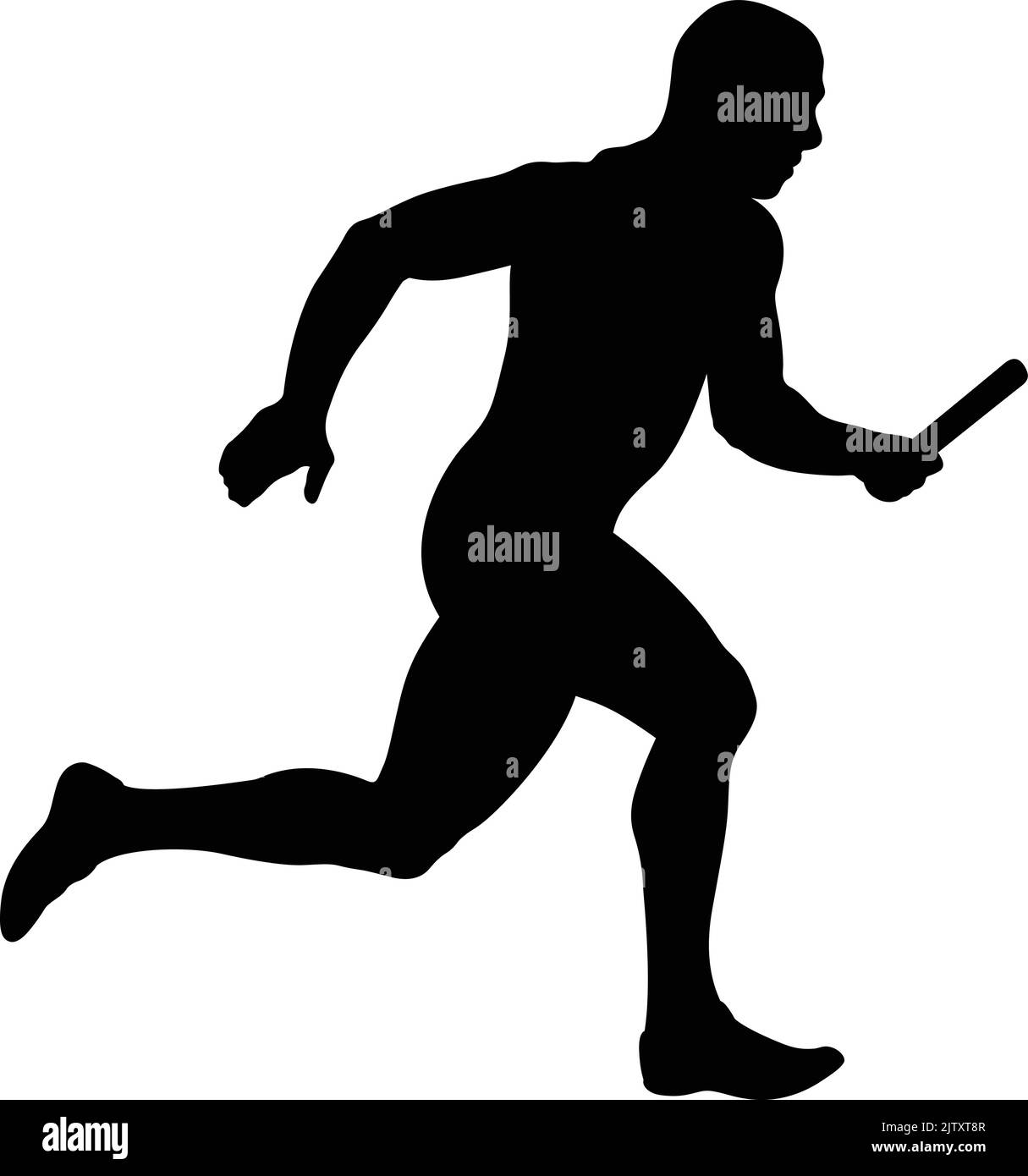 athlete runner running relay race black silhouette Stock Vector