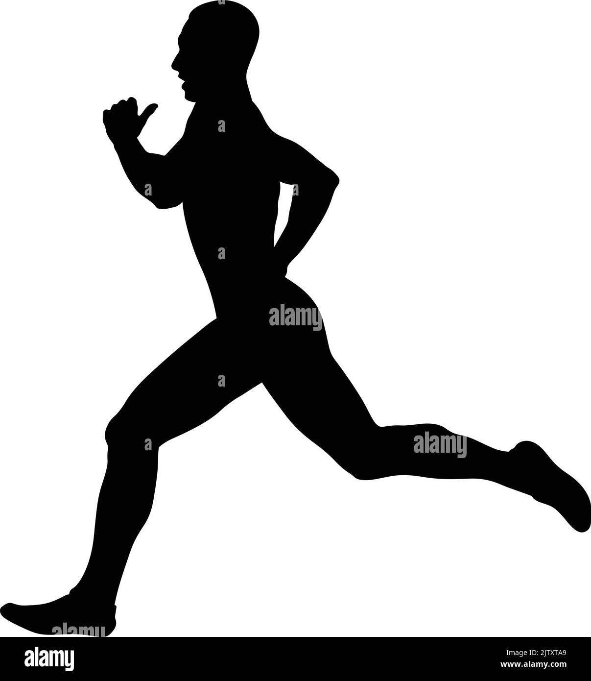 male runner sprinter run race black silhouette Stock Vector