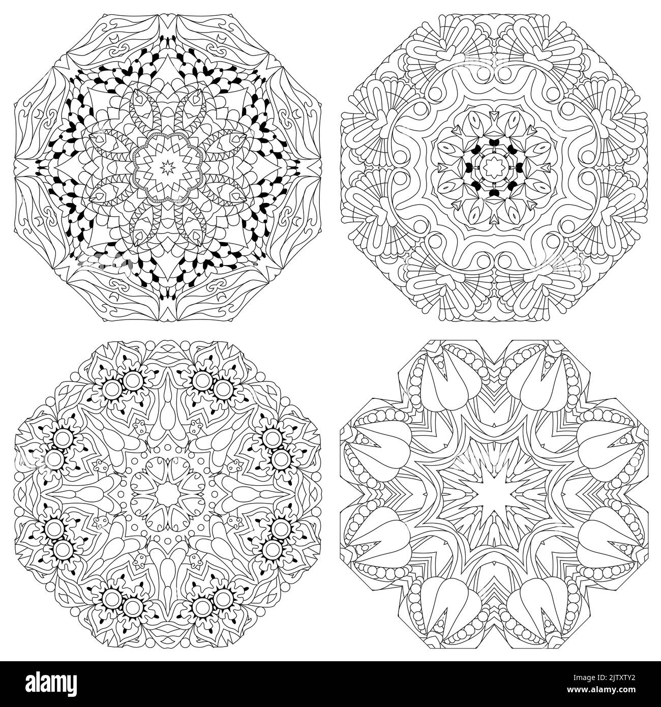 Vector Adult Coloring Book Textures. Hand-painted art design. Adult ...