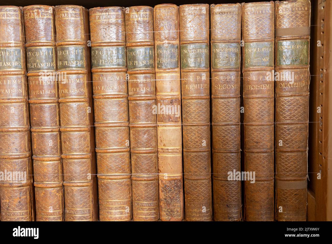 collection of Old books on wooden shelf. Concept on the theme of