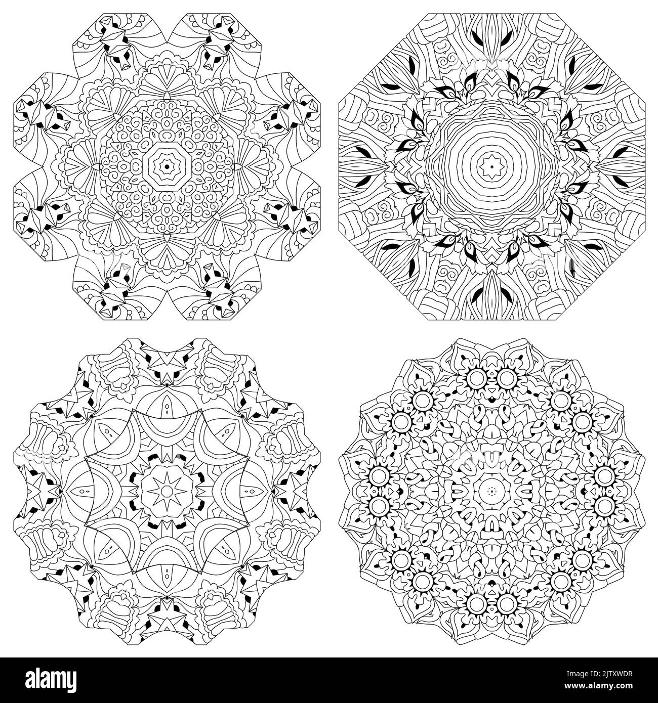 Vector Adult Coloring Book Textures. Hand-painted art design. Adult ...