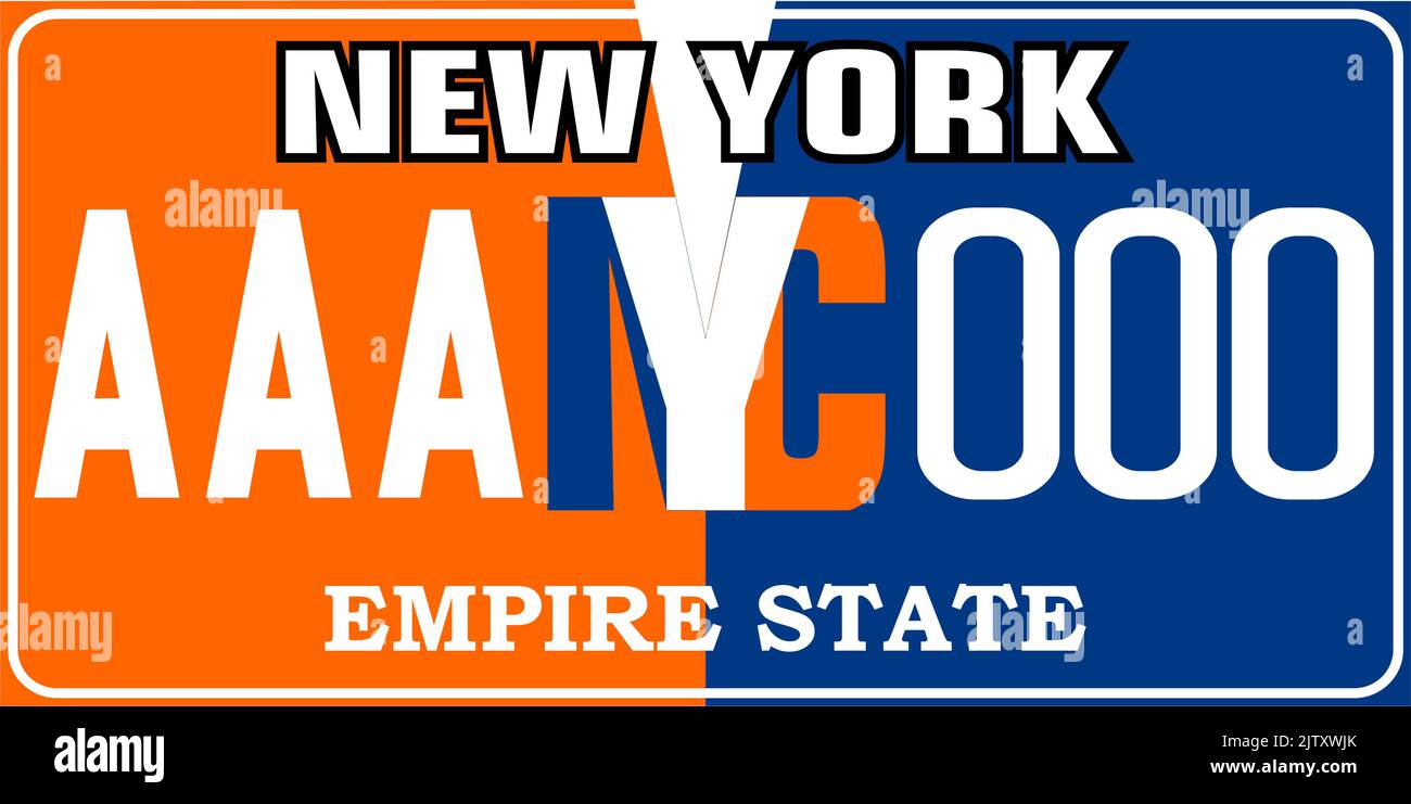 Vehicle license plates marking in New York in United States of America