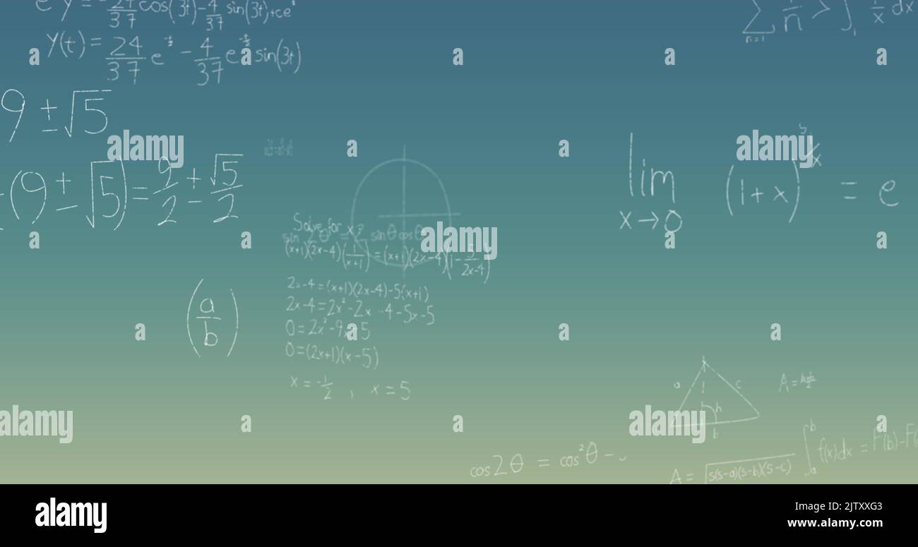 Image of mathematical equations on blue background Stock Photo - Alamy