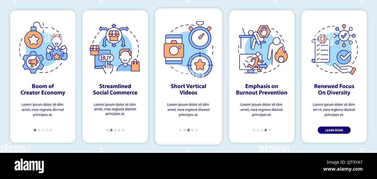 Social media trends onboarding mobile app screen Stock Vector Image ...