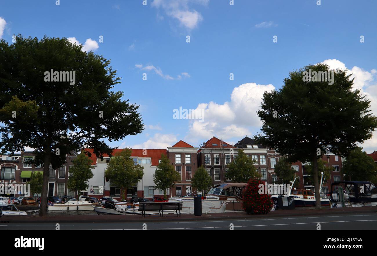 Beautiful Dutch city view. Haarlem, the Netherlands. Summer in Europe. Dutch architecture photo. Stock Photo