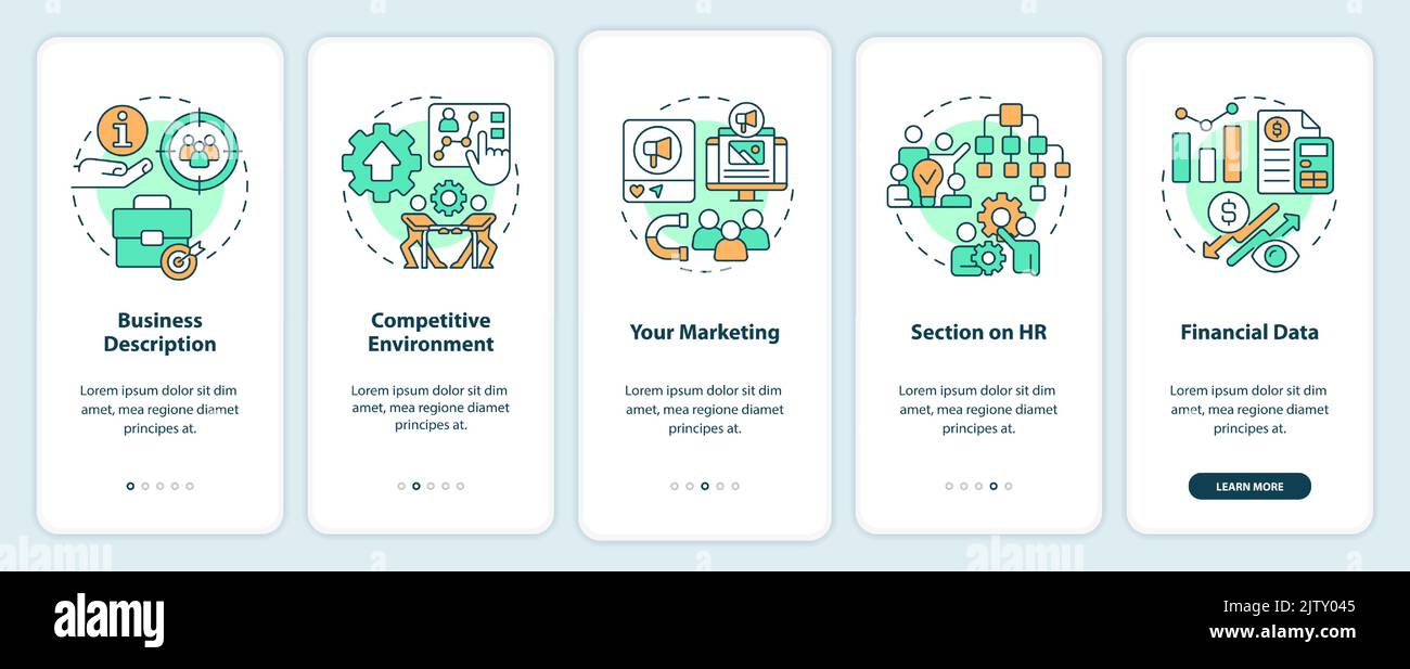 Advantages of business planning onboarding mobile app screen Stock ...