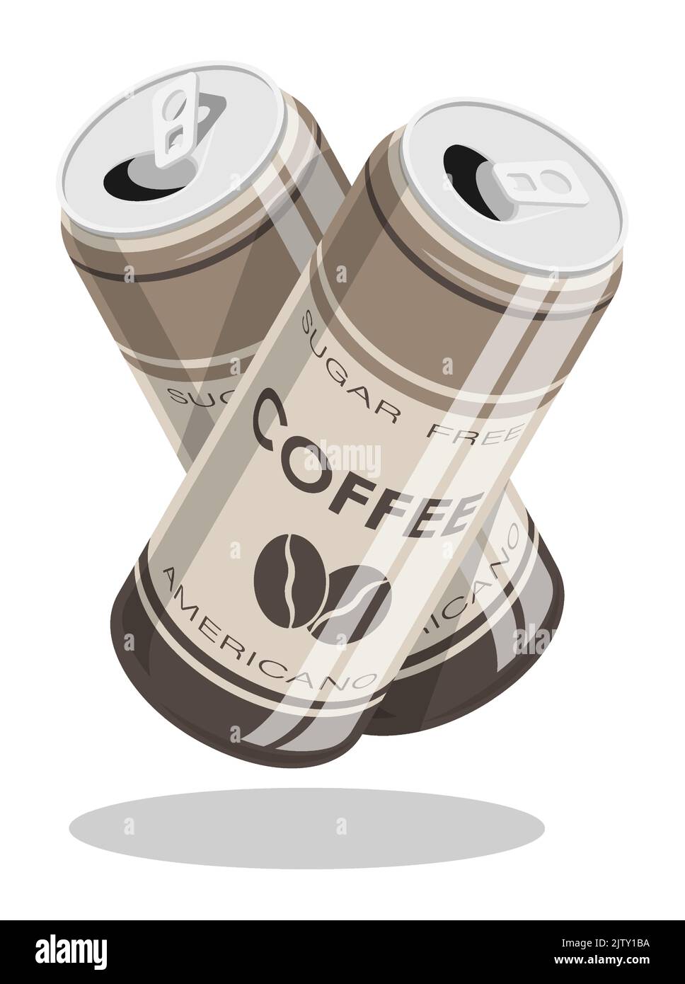 Couple of aluminum cans with strong invigorating coffee. Energy drink to uplift your mood and