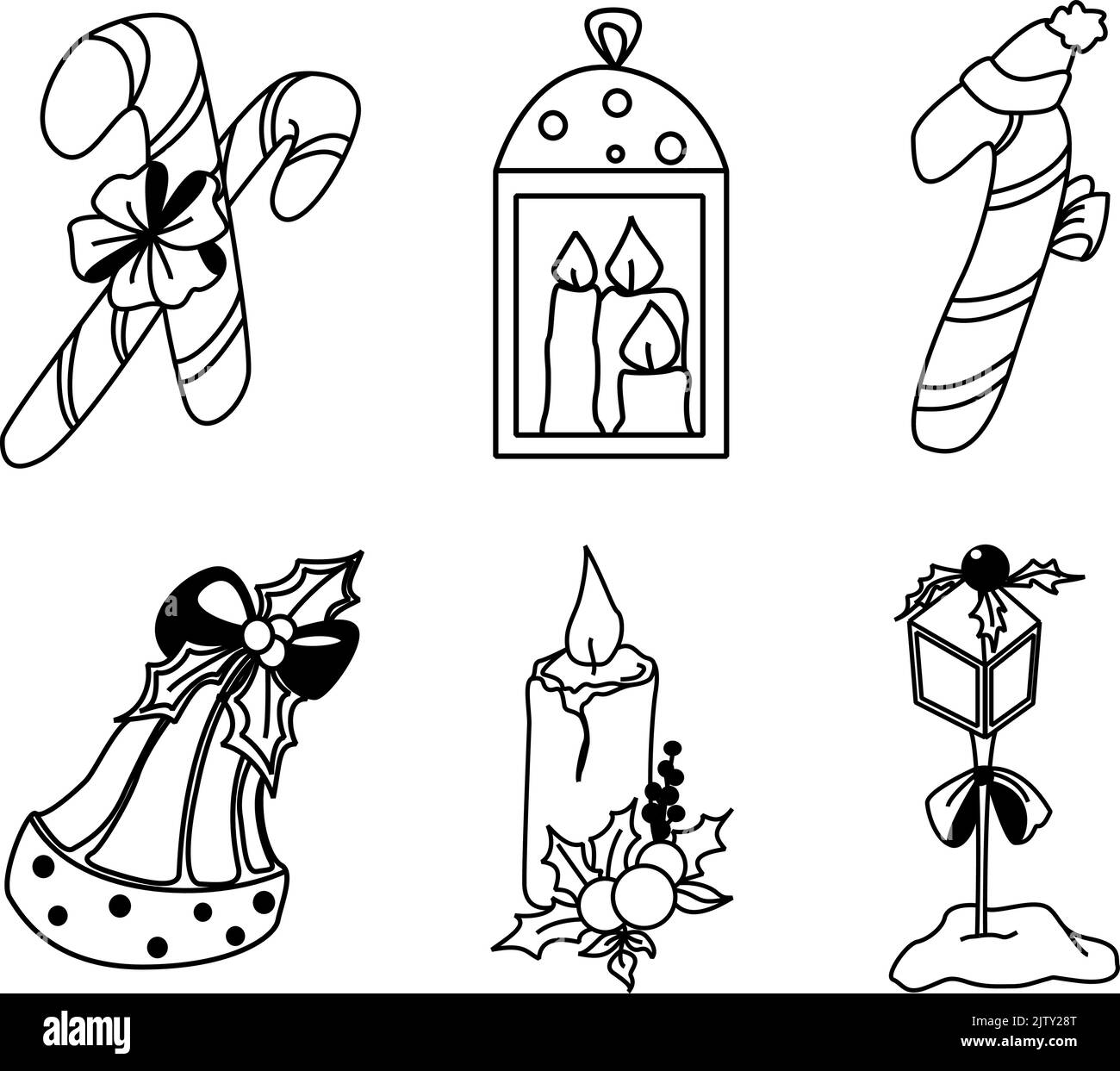 Set of hand-drawn christmas and winter doodle elements in vector ...