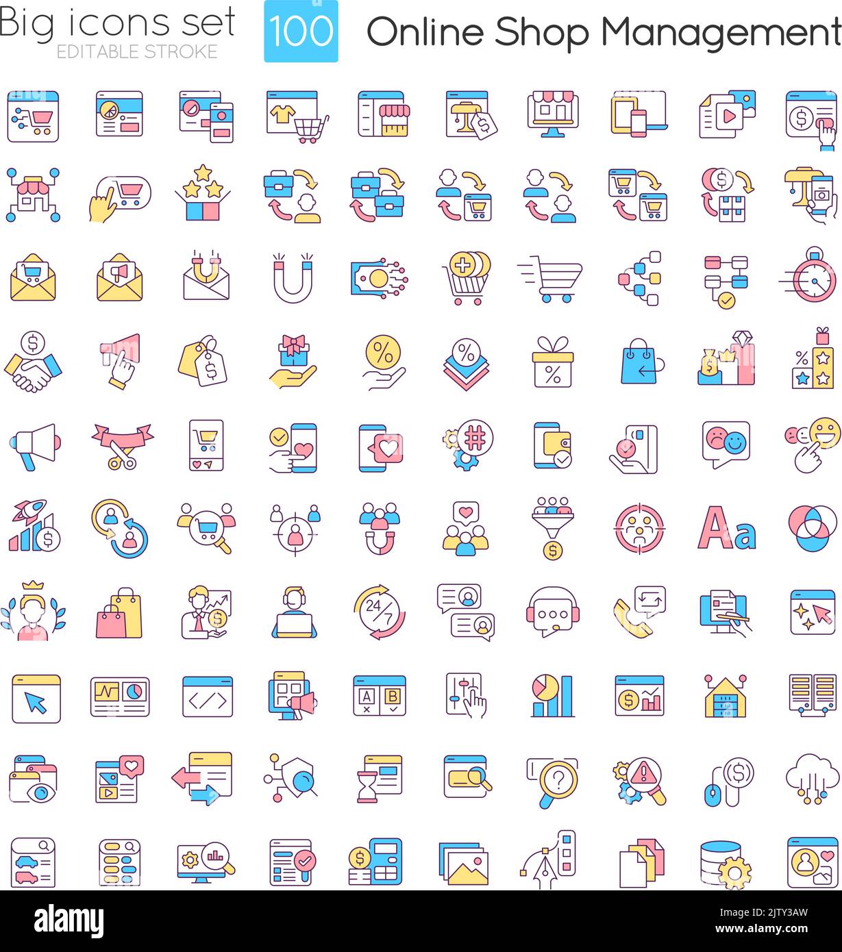 Online shop management RGB color icons set Stock Vector Image & Art - Alamy
