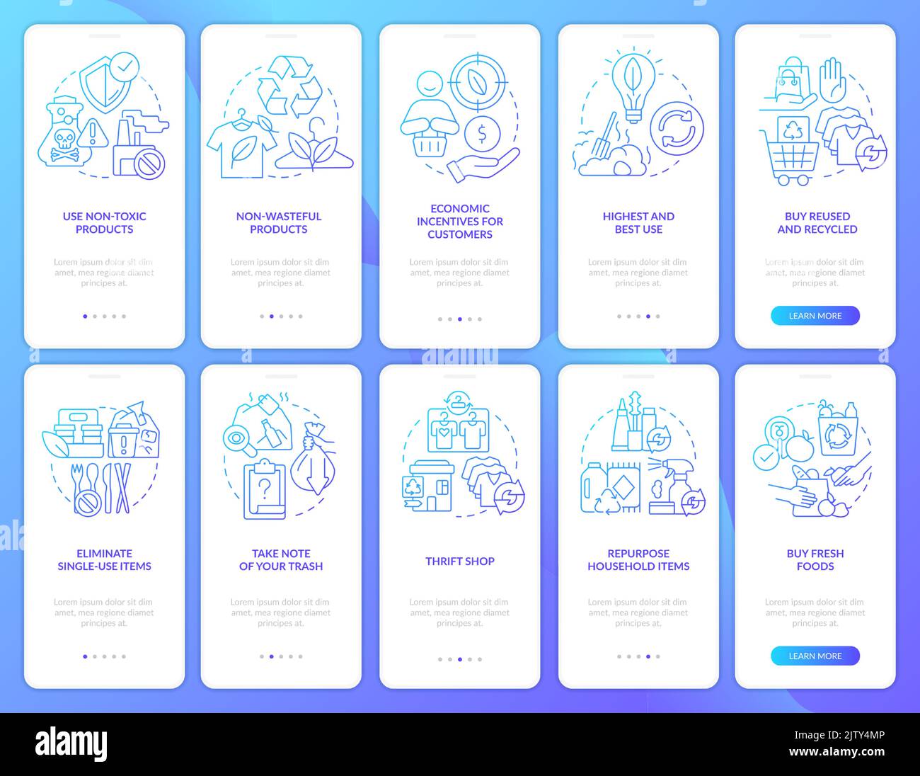 Build zero waste community blue gradient onboarding mobile app screen ...