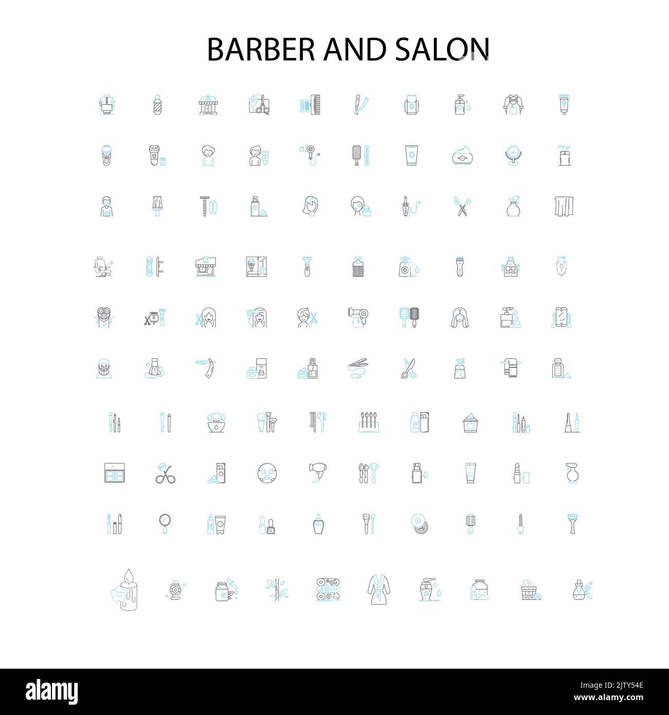 barber and salon icons, signs, outline symbols, concept linear illustration line collection Stock Vector